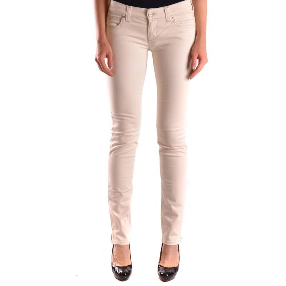 Armani Jeans Slim Fit Casual Pants Women Beige Jeans